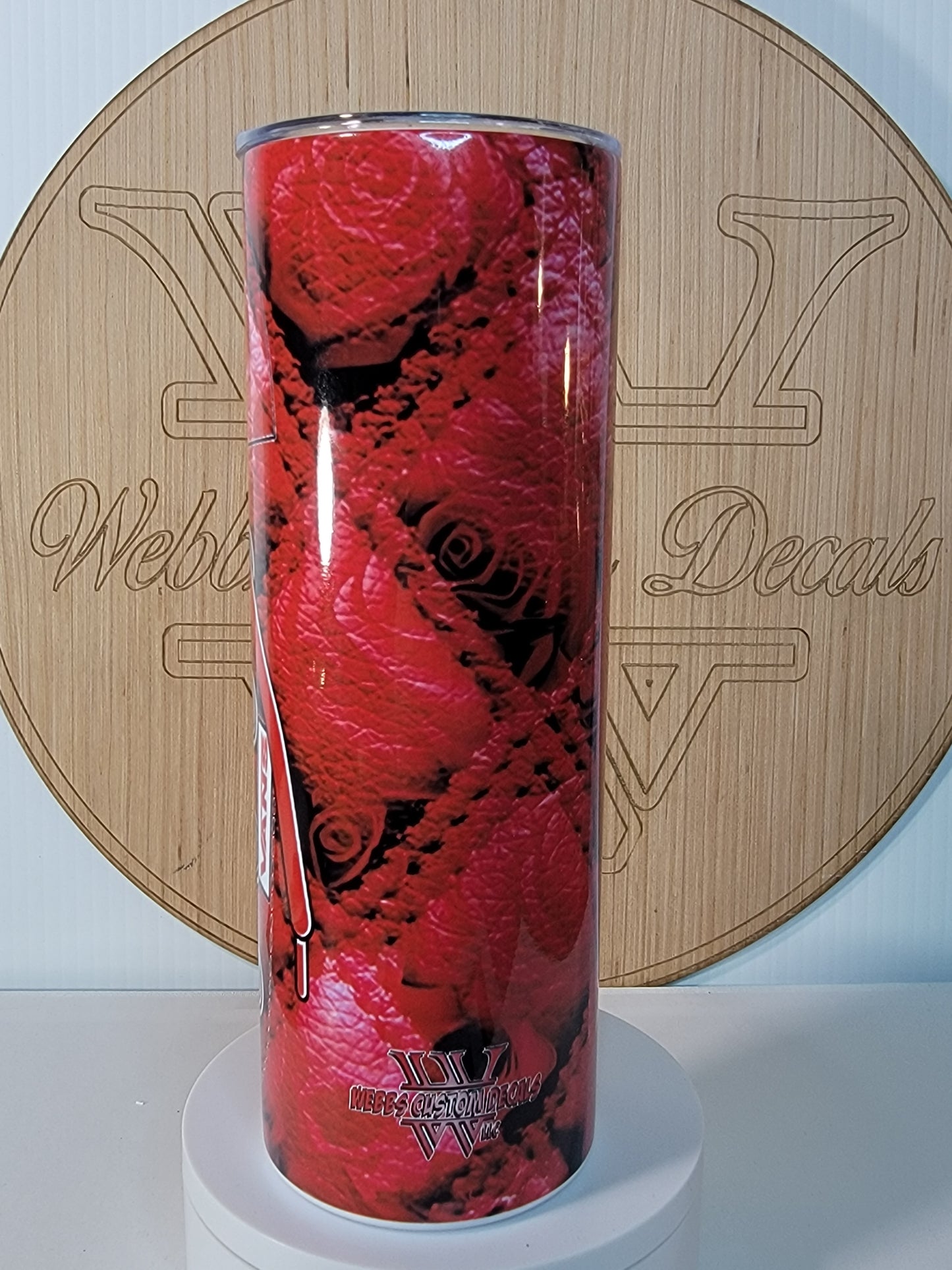 Skulls and Roses Tumbler  20 oz Red Leather Vans Girl Shoe Design Insulated Stainless Steel Trendy and Stylish Order Now!